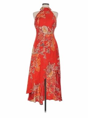 Aakaasa Red Floral Halter Midi Dress